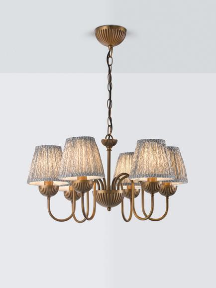 John Lewis Valemont 6-Arm Pleat Shade Ceiling Light, Antique Bronze, Antique Bronze