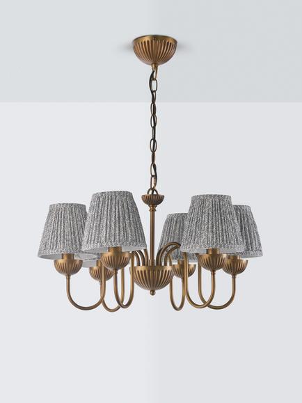 John Lewis Valemont 6-Arm Pleat Shade Ceiling Light, Antique Bronze - view 2, Antique Bronze