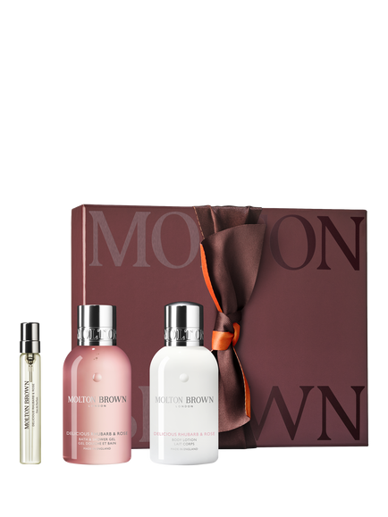 Molton Brown Delicious Rhubarb & Rose Bodycare Gift Set, Clear