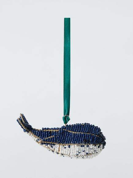 John Lewis The Curator Beaded 3D Blue Whale Bauble, Blue, Multi