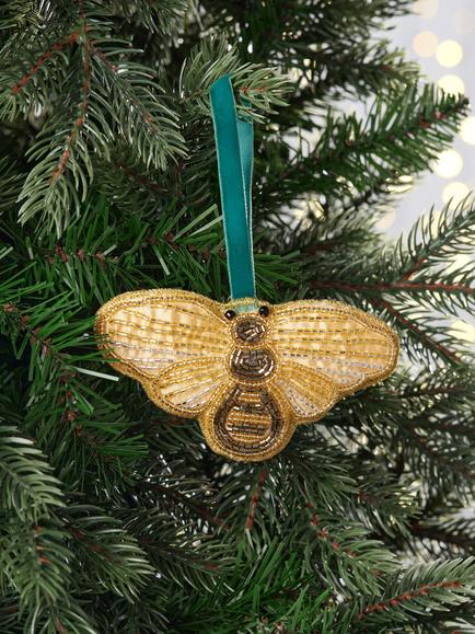 John Lewis The Curator Beaded Bee Tree Decoration - view 2, Multi
