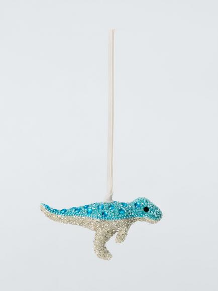 John Lewis The Enthusiast Beaded Dinosaur Tree Decoration, Blue, Multi