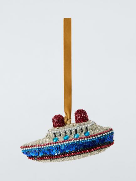 John Lewis The Connoisseur Beaded Boat Tree Decoration, Multi, Multi