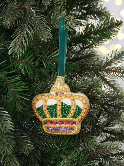 John Lewis Beaded Crown Tree Decoration, Multi - view 2, Multi