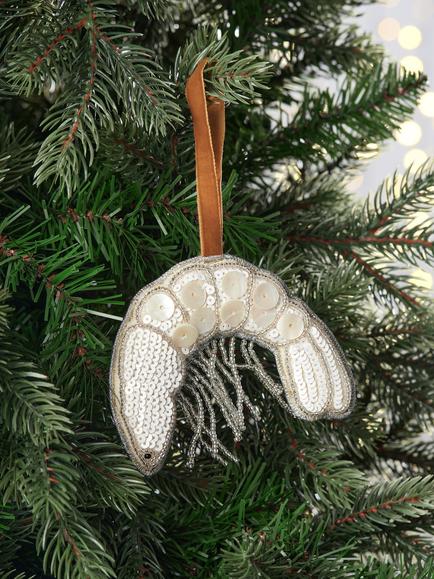John Lewis The Connoisseur Beaded Prawn Tree Decoration, Pink - view 2, Multi