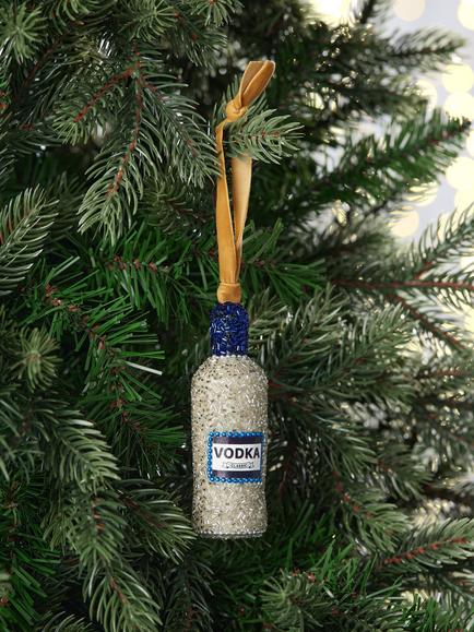 John Lewis The Connoisseur Beaded Vodka Bottle Tree Decoration, Multi - view 2, Multi