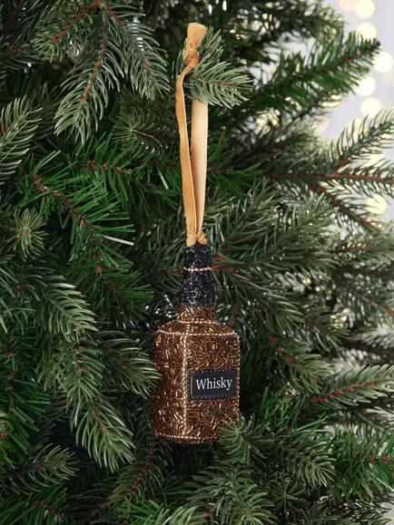 John Lewis The Connoisseur Beaded Whisky Bottle Tree Decoration, Multi - view 2, Multi