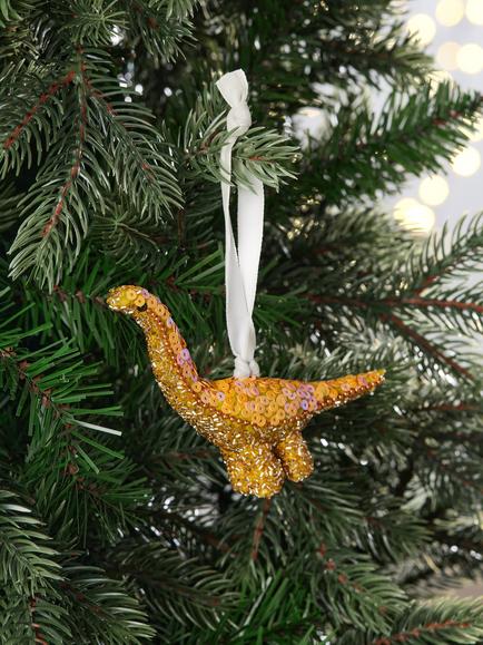 John Lewis The Enthusiast Dinosaur Bauble, Yellow - view 2, Multi