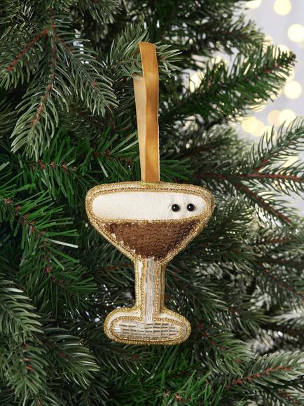 John Lewis The Connoisseur Beaded Espresso Martini Tree Decoration, Multi - view 2, Multi