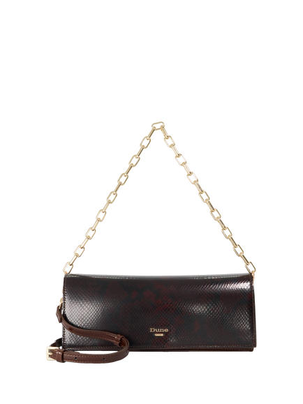 Dune London Bemuse Leather Clutch Bag, Brown, Brown