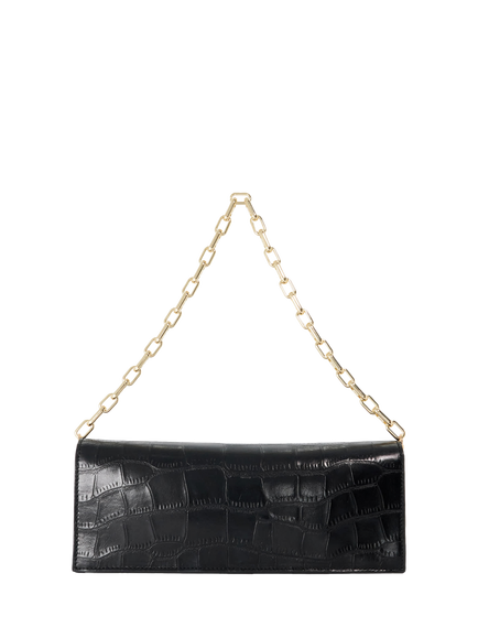 Dune London Bemuse Leather Croc Effect Clutch Bag - view 2, Black