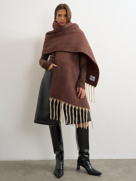 Topshop Sydney Blanket Scarf, Chocolate/Beige