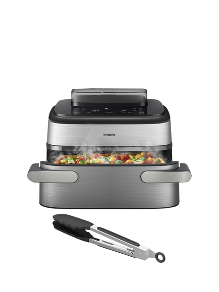 Philips 5000 Series NA565/92 Megabasket Air Fryer, 9L, Silver, Silver