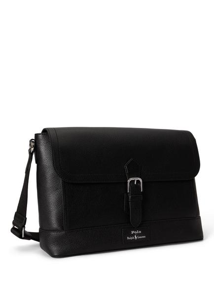 Ralph Lauren Pebble Leather Messenger Bag, Black, Black
