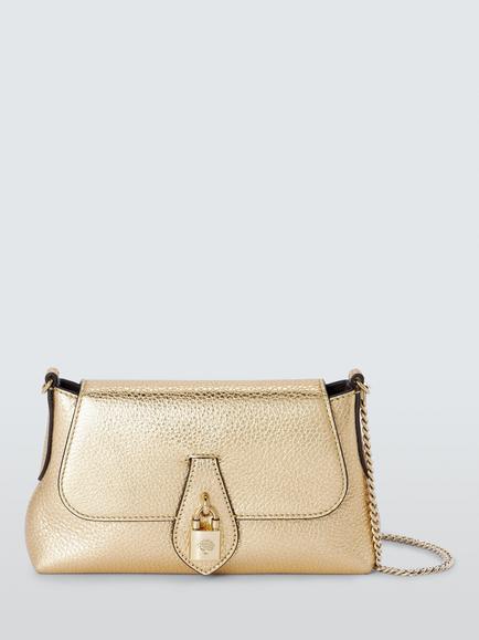 Mulberry Eliza Metallic Leather Chain Shoulder Bag, Gold, Gold