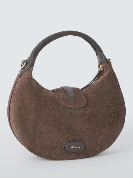 Mulberry Eliza Crescent Grab Bag, Chocolate Suede - view 2, Chocolate Suede