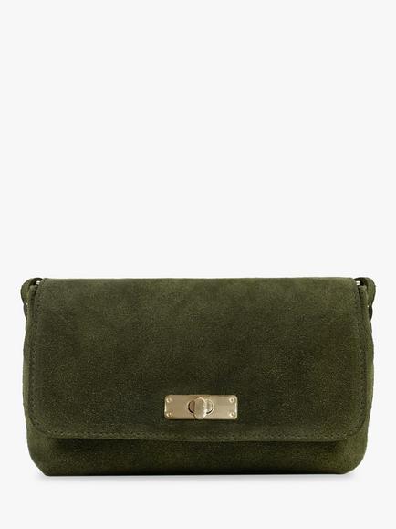 Apatchy London Maisie Mini Olive Suede Bag, Olive Green - view 2, Olive Green