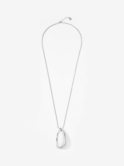 Mint Velvet Sculpted Long Pendant, Silver, Silver
