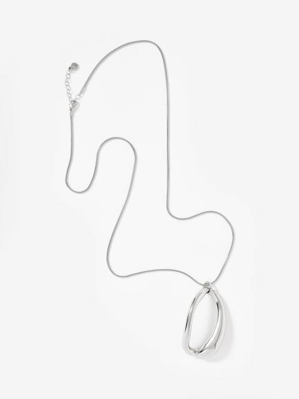 Mint Velvet Sculpted Long Pendant, Silver - view 2, Silver