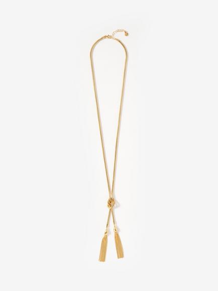 Mint Velvet Double Tassel Necklace, Gold, Gold
