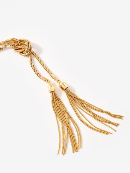 Mint Velvet Double Tassel Necklace, Gold - view 2, Gold