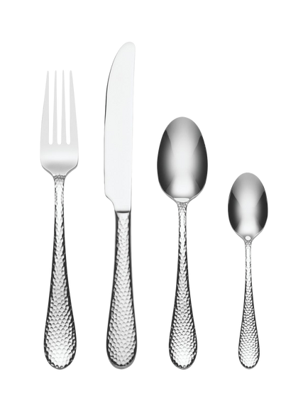 Oneida Tibet Hammered Stainless Steel Cutlery Set, 24 Piece/4 Place Settings, Silver