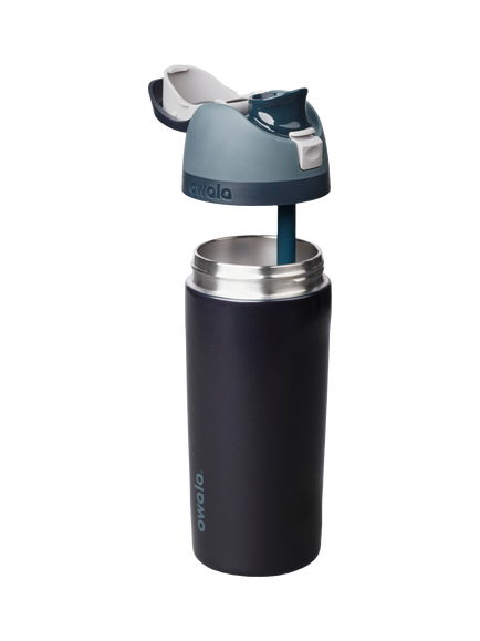 Owala FreeSip Stainless Steel Drinks Bottle, 454ml, Blue Steel - view 2, Blue Steel