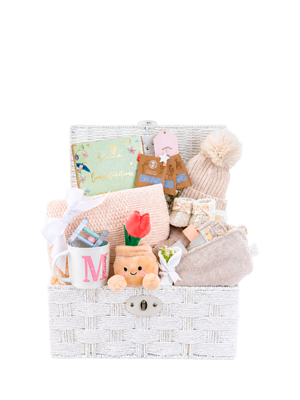 Bumbles & Boo New Mother & Baby Congratulations Gift Hamper with Personalised Card, Cream & Beige Tones