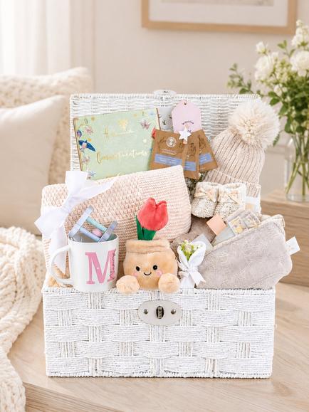 Bumbles & Boo New Mother & Baby Congratulations Gift Hamper with Personalised Card - view 2, Cream & Beige Tones