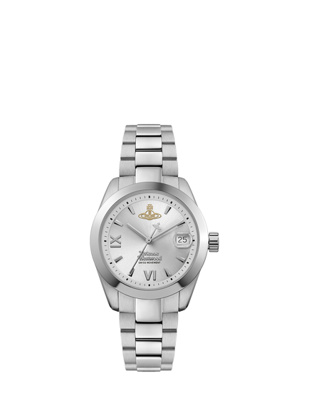 Vivienne Westwood VV360SLSL Unisex 36 Fenchurch Round Bracelet Strap Watch, Silver, Silver
