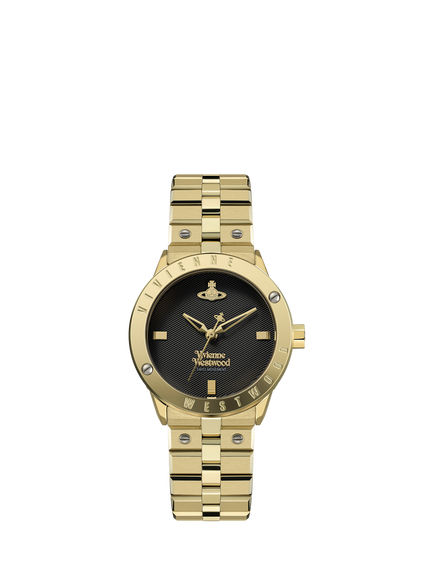 Vivienne Westwood VV365BKGD Women's Round Bracelet Strap Watch, Gold, Gold