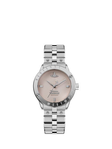 Vivienne Westwood VV365PPKSL Women's Round Bracelet Strap Watch, Silver, Silver