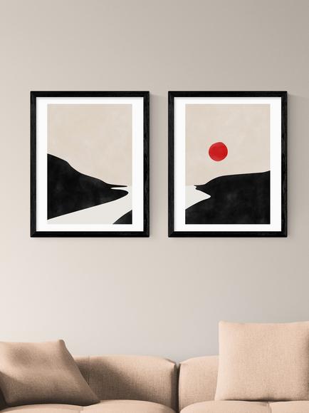 EAST END PRINTS The Print Republic 'Landscape' Framed Print, Set of 2, 53.4 x 43.4cm, Black - view 2, Black