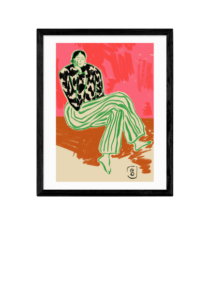 EAST END PRINTS Sandra Poliakov 'Calm Woman' Framed Print, 53.4 x 43.4cm, Black, Black