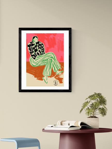 EAST END PRINTS Sandra Poliakov 'Calm Woman' Framed Print, 53.4 x 43.4cm, Black - view 2, Black