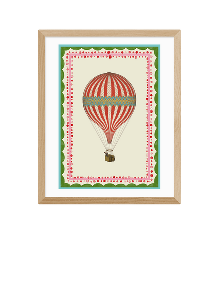EAST END PRINTS Carrie Neely 'Carnival Hot Air Balloon' Framed Print, 53.4 x 43.4cm, Natural, Natural