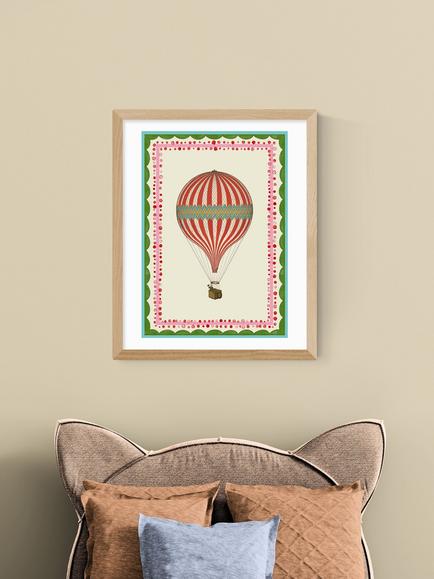 EAST END PRINTS Carrie Neely 'Carnival Hot Air Balloon' Framed Print, 53.4 x 43.4cm, Natural - view 2, Natural