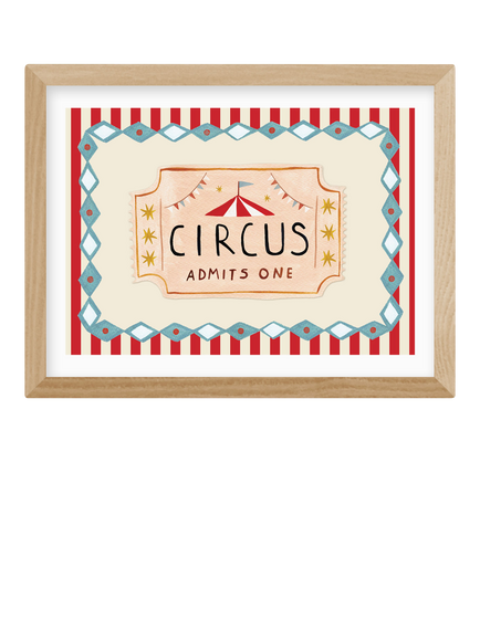 EAST END PRINTS Kid of the Village 'Circus Ticket' Framed Print, 43.4 x 33.4cm, Natural, Natural