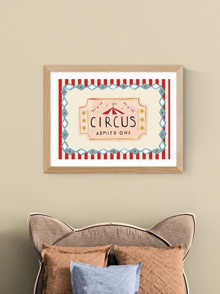 EAST END PRINTS Kid of the Village 'Circus Ticket' Framed Print, 43.4 x 33.4cm, Natural - view 2, Natural