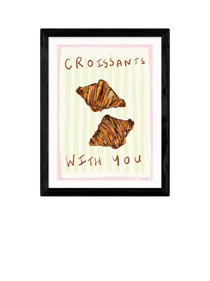 EAST END PRINTS Nia Beynon 'Croissants With You' Framed Print, 43.4 x 33.4cm, Black, Black