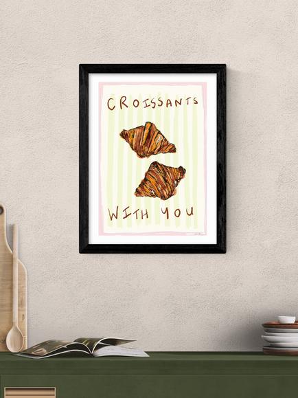 EAST END PRINTS Nia Beynon 'Croissants With You' Framed Print, 43.4 x 33.4cm, Black - view 2, Black