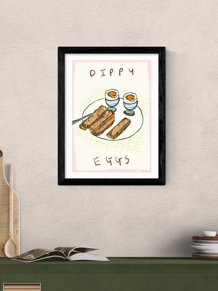 EAST END PRINTS Nia Beynon 'Dippy Eggs' Framed Print, 43.4 x 33.4cm, Black - view 2, Black