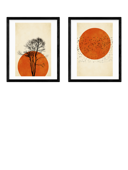 EAST END PRINTS Kubistika 'Dreamers' Framed Print, Set of 2, 53.4 x 43.4cm, Black, Black