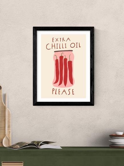 EAST END PRINTS Amber May Art 'Extra Chilli Oil' Framed Print, 43.4 x 33.4cm, Black - view 2, Black
