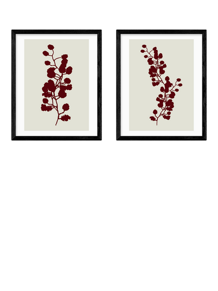 EAST END PRINTS Cartissi 'Floral Silhouette' Framed Print, Set of 2, 53.4 x 43.4cm, Natural, Black