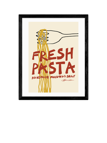 EAST END PRINTS Stephie Cardona 'Fresh Pasta Handmade' Framed Print, 53.4 x 43.4cm, Black, Black