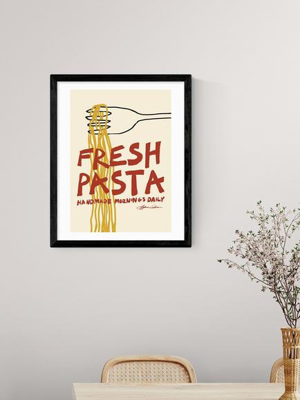 EAST END PRINTS Stephie Cardona 'Fresh Pasta Handmade' Framed Print, 53.4 x 43.4cm, Black - view 2, Black