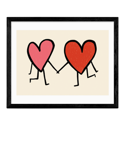EAST END PRINTS Amber May Art 'Heart Holding Hands' Framed Print, 43.4 x 53.4cm, Black, Black