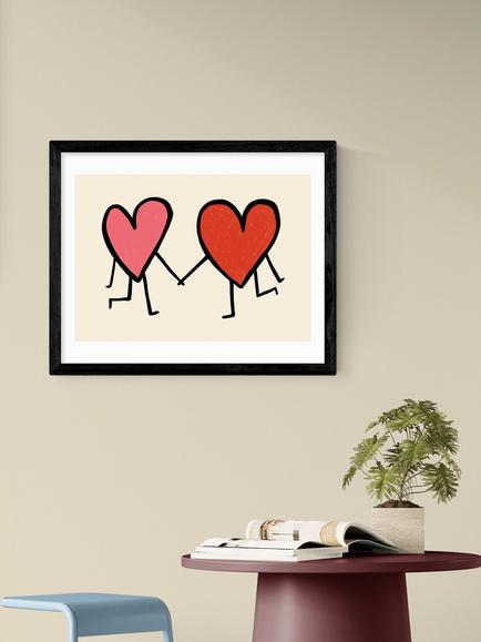 EAST END PRINTS Amber May Art 'Heart Holding Hands' Framed Print, 43.4 x 53.4cm, Black - view 2, Black