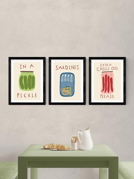 EAST END PRINTS Amber May Art 'Kitchen Pantry' Framed Print, Set of 3, 43.4 x 33.4cm, Black - view 2, Black